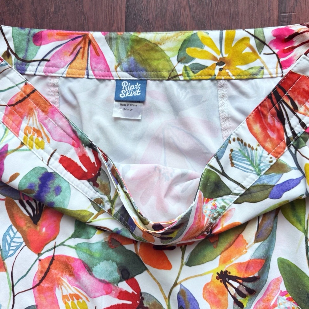 Rip Skirt Hawaii Wrap Skirt XL Length 3 Wildflower‎ Watercolor Pockets Swim - Picture 8 of 16